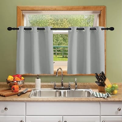 Picture of Kitchen Blackout Window Curtains Thermal Insulated Short Curtain Bedroom Living Room Home Decor- Grey