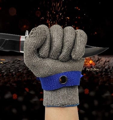 Picture of 1 hands Anti Cut Resistant Work Gloves Food Grade Safety Kitchen Anti-Cutting Level 9 Safety Industrial Labor Protection Gloves-Silver