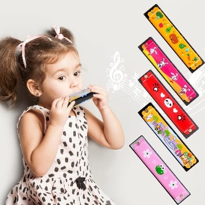 Picture of 16 Holes Mouth Organ Metal Painted Educational Harmonica Kids Beginner Musical Instruments Gift-Multicolor