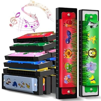 Picture of 16 Holes Mouth Organ Metal Painted Educational Harmonica Kids Beginner Musical Instruments Gift-Multicolor