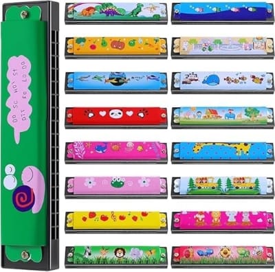 Picture of 16 Holes Mouth Organ Metal Painted Educational Harmonica Kids Beginner Musical Instruments Gift-Multicolor