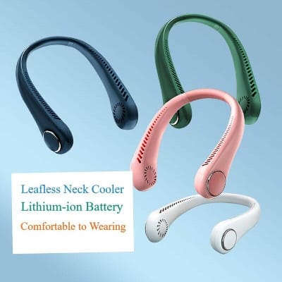 Picture of Wearable Sports USB Rechargeable Hanging Neckband 3 Speeds Portable Mini Bladeless Neck Fan Neck Cooler Hands Free-Multicolor