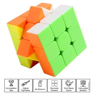 Picture of Sticker Less Rubik's Cube 3x3 Magic Cube Kids Puzzle Solving Toy-Multicolor