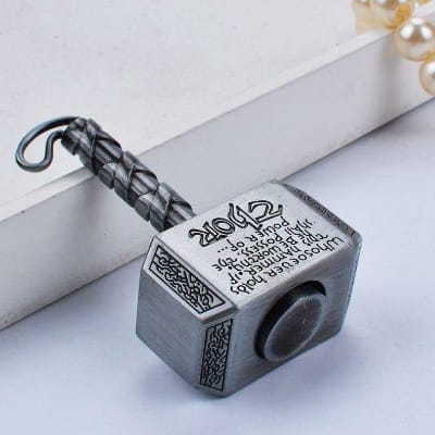 Picture of EDC Alloy Thor Hammer Stress Relief Hand Fidget Spinner Keychain Gift Metal Finger Gyro Spinning Toys