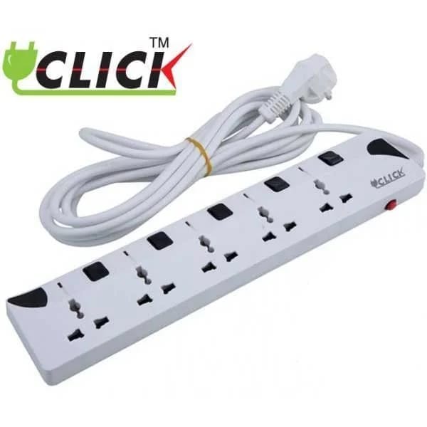 Picture of Click Multi Plug 5 Socket 2/3 Pin 5 meter Cable-White