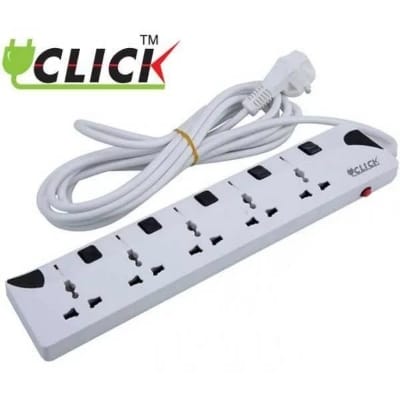 Picture of Click Multi Plug 5 Socket 2/3 Pin 5 meter Cable-White