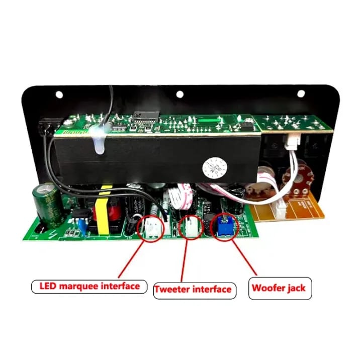 Picture of D10 Bluetooth Audio Amplifier Cabinet Type 30W-120W AC-220V DC-12V Echo USB MIC FM Radio TFSupport Dual Microphone Bluetooth 5.0 Amplifier Subwoofer for 4Ohm Speaker No Need Power Adapter Black