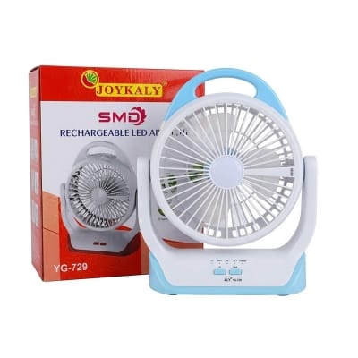 Picture of JOYKALY YG-729 Portable Rechargeable LED Light AC/AD Electronic Fan with 8" inches High Speed Blade Multicolor