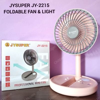 Picture of Jy Super JY-2215 Professional Rechargeable Portable Mini Table Fan Strong Wind 180 Degrees foldable- AC/DC 