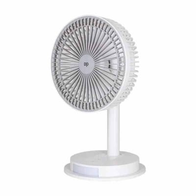 Picture of DP 7627 (RECHARGEABLE PORTABLE USB FAN with led light) 4000mah 15 hours long battery backup White