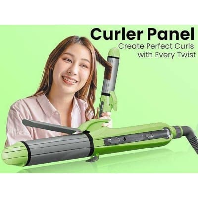 Picture of VGR V-569 Professional 4-in-1 Hair Beauty Styler - Hair Straightener, Curler, Crimper, and Waving Tool with Ceramic Coating Plates, Adjustable Settings & Max 230°C Uniform Heat Technology (Green)