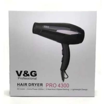 Picture of V&G Professional Hair Dryer PRO 4300 with Fast Drying Technology, Lightweight Design, 2000W Extra Power, 2 Heat & 2 Speed Settings Multicolor