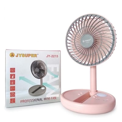 Picture of JYSUPER JY-2215 High-Quality Foldable Portable Mini Desk Fan with Rechargeable Battery, 180 Degree Rotation, USB Charging, Quiet Operation 