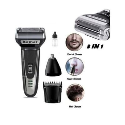 Picture of Kemei KM-6330 3 in 1 Professional Hair Trimmer Super Grooming Kit Shaver Clipper Nose Trimmer Black