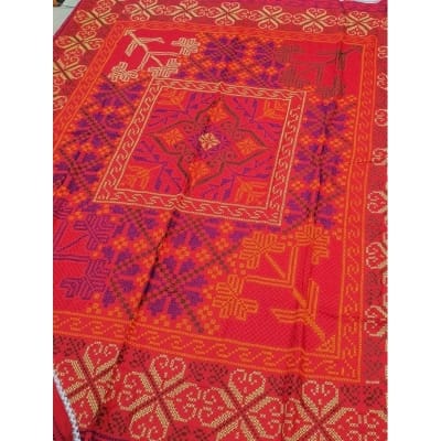 Picture of Beautiful Hand Made  (90"-80")Cotton Nokshi Katha - (RED) Red