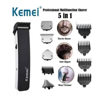 Picture of 5 In 1 Electric Nose Ear Engraving Beard Trimmer Hair Clipper Professional 5 Blades  Shaver Cutting Shaving Machine- Kemei KM -3590 