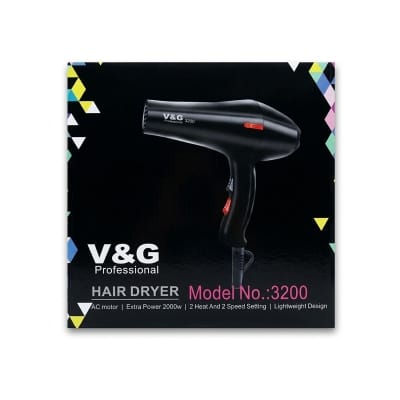 Picture of V&G Professional Hair Dryer- 3100 and 3200 HOT AND COLD WITH NORMAL AIR Black