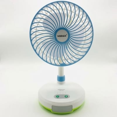 Picture of WEIDASI WD-219 Rechargeable 2400mAh Battery Strong Wind Portable Desk Fan With LED  Light Multicolor