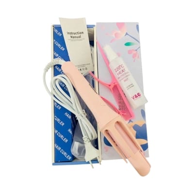 Picture of Auto Hair Curler Ceramic Heating Ion Wave Hair Curling Iron Styler Curler Tools and V&G 220°C Heat Protection Conditioning Mist 100ml - Keep Your Hair Protected and Beautiful 2 in 1 combo Multicolor