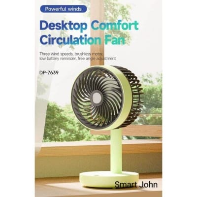 Picture of DURATION POWER DP-7639 Rechargeable 2400mAh Battery Three Speed Modes Up-Down Adjustable Desk Fan Multicolor