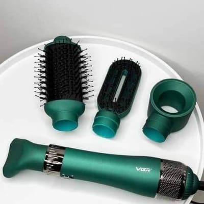 Picture of VGR V-493 Hair Dryer Brush 4 in 1 Hot Air Brush for Drying/Curling/Straightening, One-Step Blow Dryer Brush & Volumizer with Ceramic Coating 3 Temperature Settings Detachable Design for Travel - GREEN 