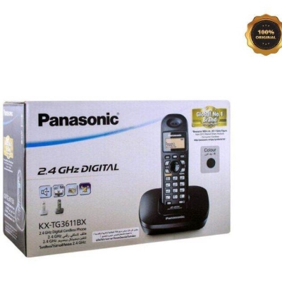 Picture of Panasonic Cord less Telephone Set for Land Line, PABX or Intercom KX-TG 3611BX, Panasonic Telephone- Black
