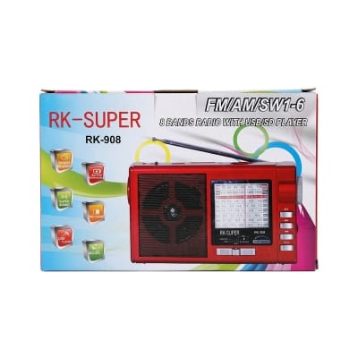 Picture of RK Super RK-908 FM/ AM/ SW 8-Band Radio USB/SD Player with Bluetooth Maroon