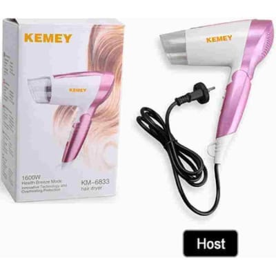 Picture of Kemey KM-6833/3365/6831 2 in 1 Electric Foldable Hair Dryer for Women White and purple