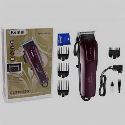 Picture of Kemei KM-2600 Professional Cord Cordless Hair Clipper Beard Trimmer for Men AC DC Maroon