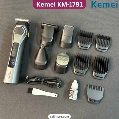 Picture of Kemei KM-1791 1200mAh 7800RPM Super Powerful New Hair Care Appliance Led Light Functions Hair Trimmer Nose Hair Remover Kit IPX6 (14-in-1) 