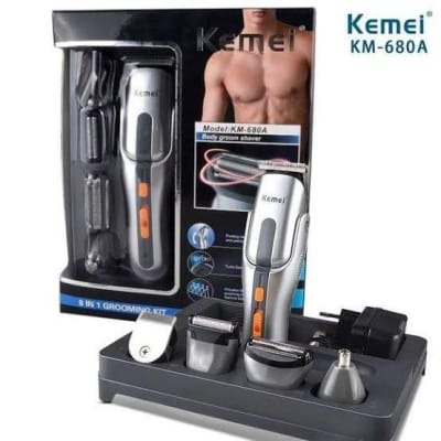 Picture of Kemei Km-680A - 8 In 1 Grooming Kit Shaver And Trimmer For Men - Silver