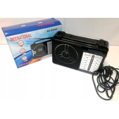 Picture of Renational - AH-221 AC,FM, AM, SW1, SW2 4 Band portable Radio Black and white
