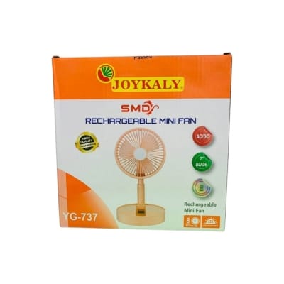 Picture of JOYKALY YG-737 AC/DC Rechargeable Lithium Battery Foldable & Movable Table Fan With Light Multicolor