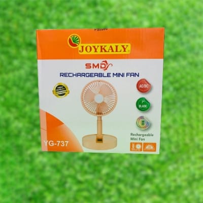 Picture of JOYKALY YG-737 Rechargeable Lithium Battery Strong Wind Foldable & Movable Table Fan With Light Multicolor
