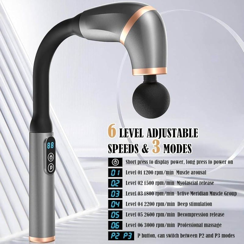 Picture of Electric Back Massager with Adjustable Heads and Speed – Percussion Massage Gun for Neck, Shoulder & Body Pain Relief Multicolor