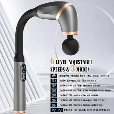 Picture of Electric Back Massager with Adjustable Heads and Speed – Percussion Massage Gun for Neck, Shoulder & Body Pain Relief Multicolor