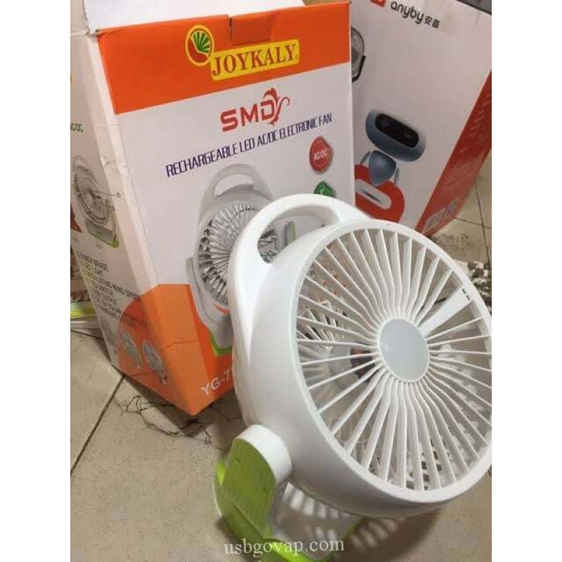 Picture of JOYKALY YG-729 Portable Rechargeable LED Light AC/AD Electronic Fan with 8" inches High Speed Blade Multicolor