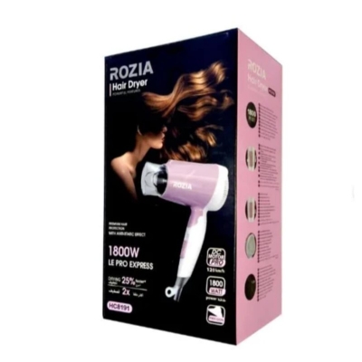 Picture of Rozia HC-8191 Foldable Ionic Hair Dryer 1800W Portable Lightweight Blow Dryer Three-Speed Temperature Adjustable Blowdryer Fast Drying Negative Ion Hairdryer Anti-Overheating Grey