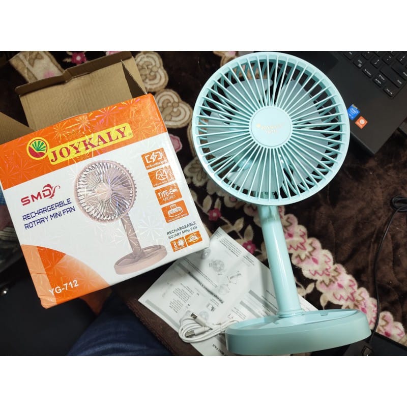 Picture of JOYKALY YG-712 Rechargeable Lithium Battery Strong Wind Portable Desk / Table Fan Multicolor