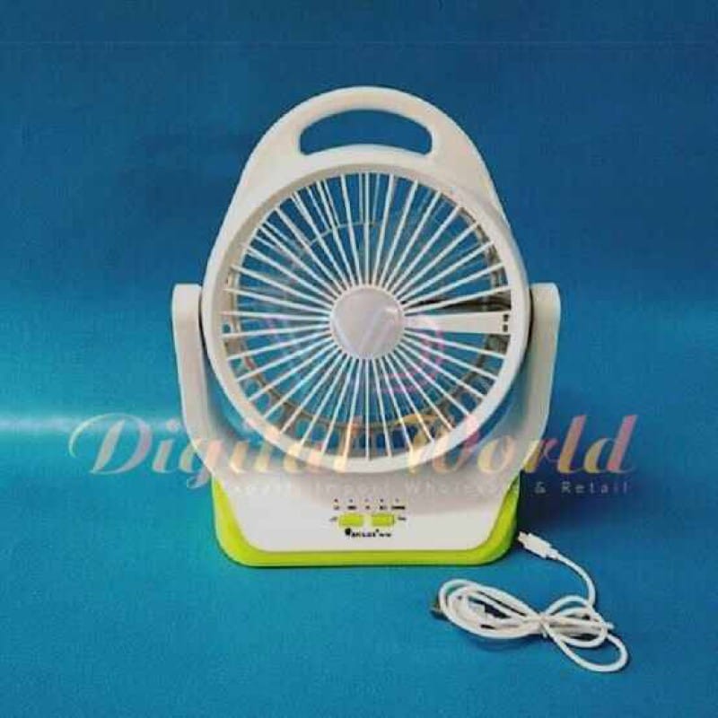 Picture of High-Speed Portable Fan YG-729 with LED Light and Rechargeable Battery, Acrylic, Unisex, Casual Style, Green/White