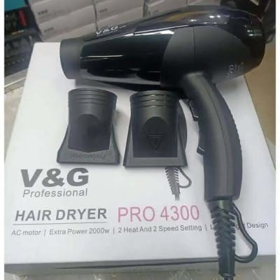 Picture of V&G Professional Hair Dryer Pro 4300 Ac Motor Extra Power 2000W Natural Fresh Air 2 Heat And 2 Speed Settings Heavy Duty Multicolor