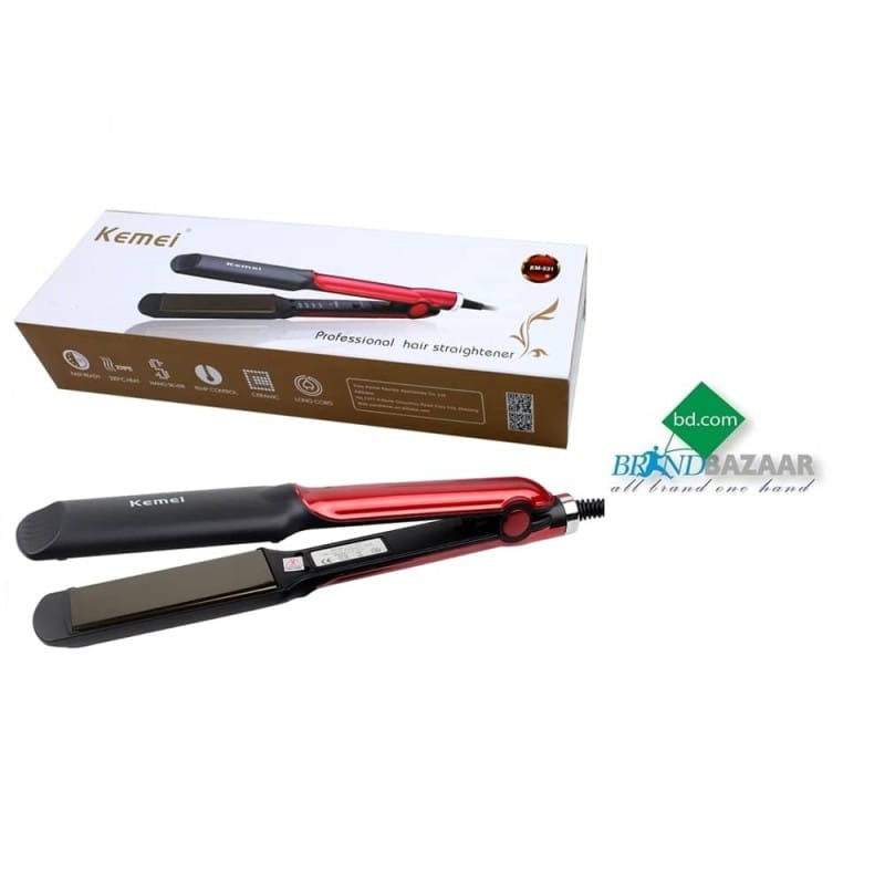 Picture of Kemei KM 531 Professional Hair Straightener Wet Dry Ceramic Coating Electric Hair Straightener Maroon
