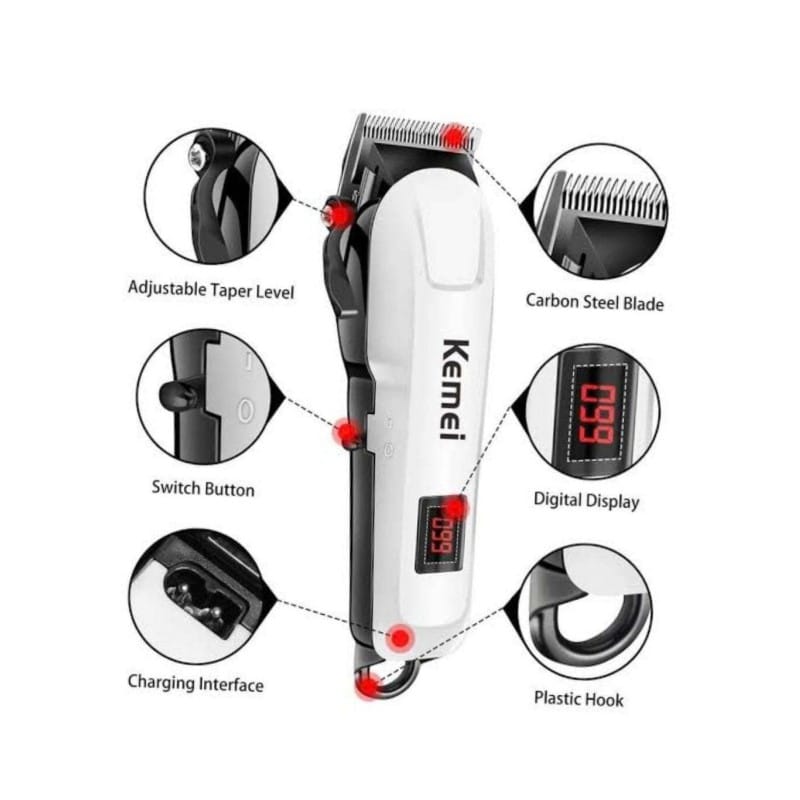Picture of Kemei km-809A  AC DC Digital Rechargeable Electric Hair Cut Trimmer White