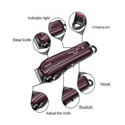 Picture of Kemei KM-2600 AC DC Professional Cord Cordless Hair Clipper Beard Trimmer for Men Maroon