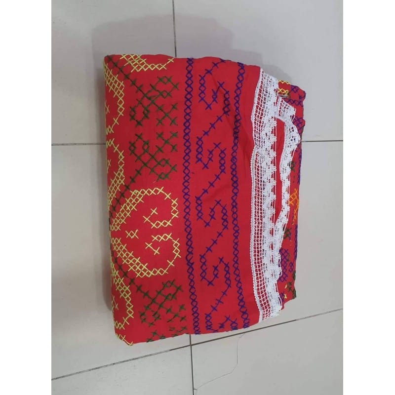 Picture of Beautiful Hand Made  (90"-80")Cotton Nokshi Katha - (RED) Red