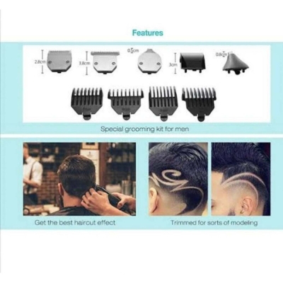 Picture of 5 In 1 Electric Nose Ear Engraving Beard Trimmer Hair Clipper Professional 5 Blades  Shaver Cutting Shaving Machine- Kemei KM -3590 
