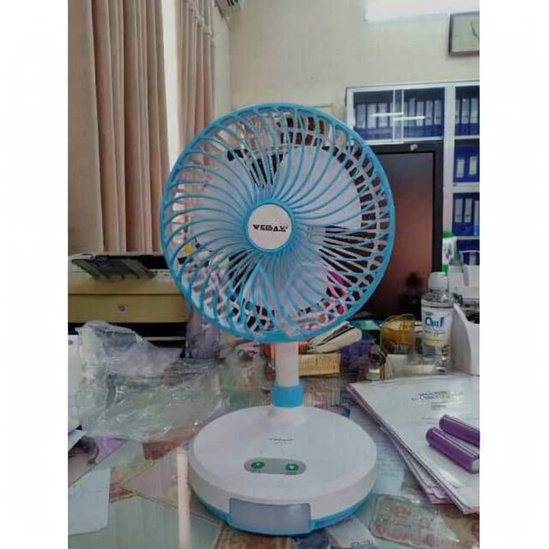 Picture of WEIDASI WD-219 Rechargeable 2400mAh Battery Strong Wind Portable Desk Fan With LED  Light Multicolor