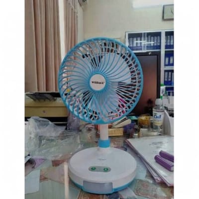 Picture of WEIDASI WD-219 Rechargeable 2400mAh Battery Strong Wind Portable Desk Fan With LED  Light Multicolor