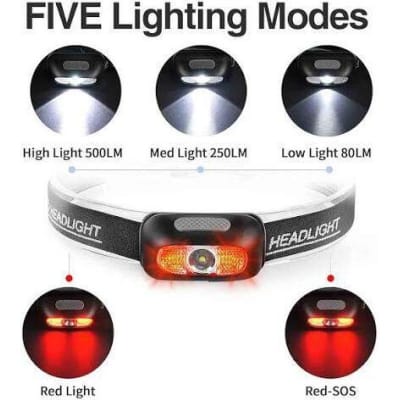 Picture of ONE STAR OS-5231 Motion Sensor White & Red Light Seven Modes Rechargeable Headlamp For Riding, Camping, Maintaining & Night Fishing Multicolor
