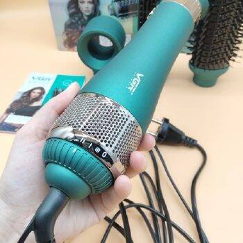 Picture of VGR V-493 Hair Dryer Brush 4 in 1 Hot Air Brush for Drying/Curling/Straightening, One-Step Blow Dryer Brush & Volumizer with Ceramic Coating 3 Temperature Settings Detachable Design for Travel - GREEN 